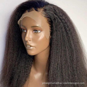 Raw Brazilian Cuticle Aligned Virgin Human Hair Full Hd Yaki Kinky Straight Lace Front Wig Cheap Lace Closure Wig Human Hair